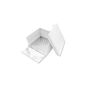 PME BCS874 Fond Carré et Boîte à Gâteau, 25 cm, Plastique, White, 25 x 25 x 15,2 cm