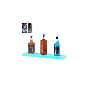 VEVOR Présentoir à Bouteilles Lumineux Éclairé par LED, Étagère à Vins 1 Marche 60 cm, Présentoir à Boisson Commercial, en Acrylique, avec Télécommande RF et Contrôle par Application, Bar Domicile