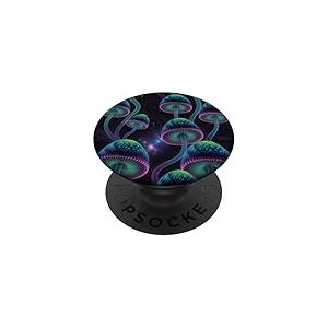 Motif champignons magiques psychédéliques noirs esthétiques PopSockets PopGrip Adhésif