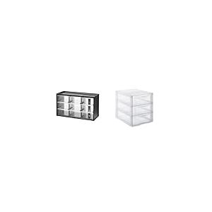 Stanley 1-93-978 Organiseur 9 Compartiments - 3 Étages -21.3 X 36.5 X 15.5 Cm & SUNDIS 4549004 Tour de Rangement Format A5 3 tiroirs avec Poignée ergonomique Système d'Arrêt à l'Ouverture, Plastique