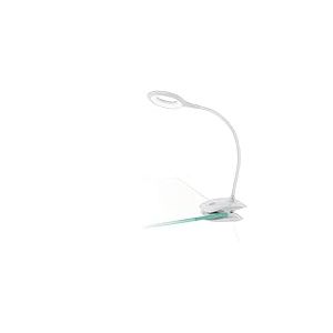 Eglo Lampe de bureau LED &agrave; pince Cabado, luminaire tactile sans fil, avec accroche lit, blanc neutre, intensit&eacute; variable, spot flexible &agrave; clipser en plastique blanc