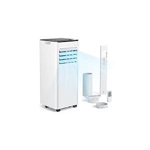EUHOMY Climatiseur mobile 9000 BTU 2,6 kW (avec t&eacute;l&eacute;commande), climatiseur portable quatre en un, fonctionnement silencieux, &eacute;cran LED, surface couverte 25 m&sup2;, minuterie 24 heures
