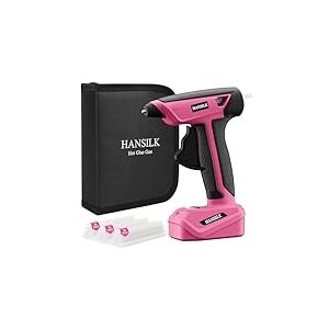 HANSILK Pistolet &agrave; colle sans fil 2000mAh&ndash;avec 30 b&acirc;tons de colle 7mm Pistolet &agrave; colle chaude rechargeable Type-C chauffe rapide en 15s,bricolage,r&eacute;parations,artisanat et DIY &agrave; la maison-Rose