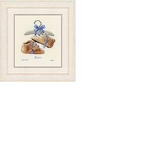 Vervaco Point De Croix Compté Kit DIY Cadeau Bebe Naissance Personnalisé MES PREMIÈRES CHAUSSURES Tableau Complet Kit De Broderie Loisir Créatif Maison Décoration ca. 18 x 20 cm Cross Stitch