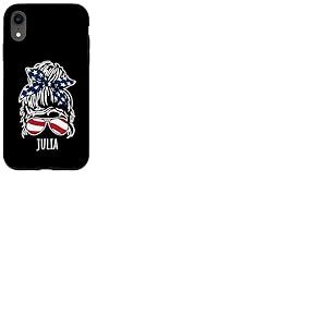 Alice Chignon cheveux désordonnés avec lunettes de soleil ruban USA Coque pour iPhone XR