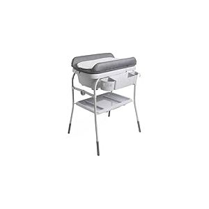 Chicco Cuddle & Bubble Baignoire Table à langer Ergonomique pour Bébé avec Matelas et Réducteur Doux, Hauteur Réglable, Fermeture Compacte, Organisateur Parental 2 Roues, Max 11kg, Mélange Graphite