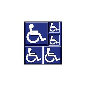 Autocollant Vinyl Waterproof Protection Anti-UV - Sticker Adh&eacute;sif Signal&eacute;tique Lamin&eacute; Plastifi&eacute; R&eacute;sistant &agrave; l'eau et aux UV - Voiture Porte Handicap&eacute; Parking, Toilette WC Panneau - Lot de 5