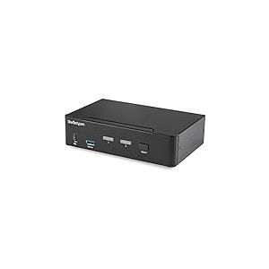 StarTech.com Switch KVM DisplayPort à 2 Ports - 4K60Hz - Écran Unique - Switch KVM USB UHD DP 1.2 à 2 Ports avec Hub USB 3.0 Intégré et Audio - Dell HP Apple Lenovo - Conforme TAA (SV231DPU34K)