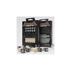 Q-Workshop Fortress Compact D6 Dés de Jeu de rôle de Table Noir et Beige pour 1+ Joueurs 14 Ans