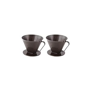 Fackelmann 42272 Support de filtre à café, support pour filtre à café de taille 4, porte filtre à café, porte filtres n°4, Plastique, Brun, 10,5 x 15 cm. (Lot de 2)