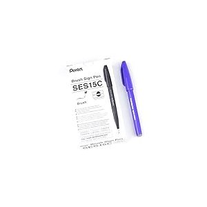 Pentel Arts Brush Sign Pen SES15C-V2X, Feutre pinceau, Indigo, Lot de 10