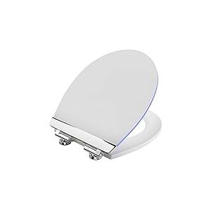 Cornat KSDSC363 Abattant WC « White Shining » - Éclairage LED doux la nuit - Avec capteur acoustique - Fonction Quick up & Clean - Système d'abaissement automatique - Montage confortable par le haut -