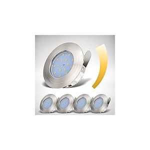 B.K.Licht lot de 5 spots LED encastrables IP44, sp&eacute;ciale salle bain, ultra-plat & dimmable, 5,5W, &eacute;clairage plafond, blanc chaud, pas besoin d'un transformateur