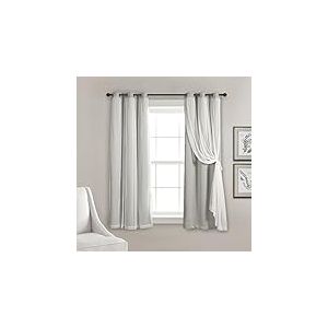 Lush Decor Paire de Rideaux de fenêtre Transparents à œillets avec Doublure occultante Isolante, 114,3 cm (L) x 96,5 cm (L), Gris Clair