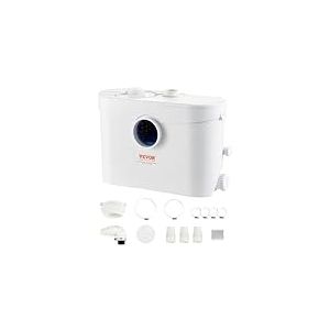 VEVOR Pompe de macération, 700 W, pompe de puisard d'égouts de macération avec 3 entrées d'eau, 9600 L/h, levage 10 m pour élimination eaux usées, toilettes, cave, cuisine, évier, douche, baignoire