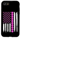 C&oelig;ur Rose Saint Valentin Drapeau am&eacute;ricain Am&eacute;ricain Am&eacute;ricain Amoureux Patriotique Coque pour iPhone SE (2020) / 7/8