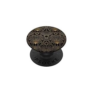 Design Art D&eacute;co Ligne Jaune Allover | Noir Luxe G&eacute;om&eacute;trique PopSockets PopGrip Adh&eacute;sif