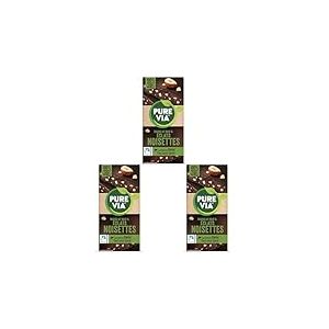 Pure Via Tablette Chocolat Noir & &Eacute;clats Noisettes &agrave; la stevia, sans sucre ajout&eacute;, &Eacute;quitable 100g (Lot de 3)