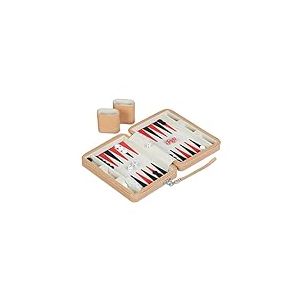 Relaxdays Set Complet pour Jouer au Backgammon, élégant, H x L x P : 5,5 x 24 x 18 cm, Mallette, Marron Clair