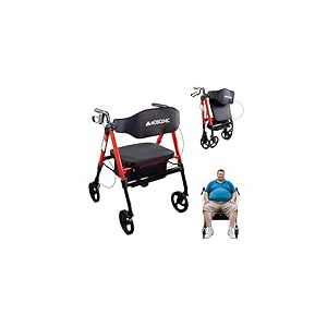 Mobiclinic&reg;, D&eacute;ambulateur Pliable, XXL, Jusqu'&agrave; 204 Kg, Largeur Sp&eacute;ciale, Guidon et Si&egrave;ge R&eacute;glables, Roues 360&deg;, Dossier, Panier XL, Aluminium Renforc&eacute;, Madeira