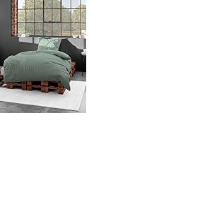Bierbaum Parure de lit 3899 en Satin mako, 100% Coton, conçue en Allemagne, Vert 32, 155 x 220 cm + 40 x 80 cm, Taille Confortable