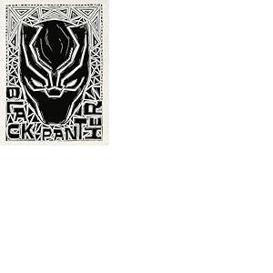Komar Tableau mural Marvel Black Panther Lino-Cut Helmet - 30 x 40 cm - Pour chambre d'enfant, décoration murale