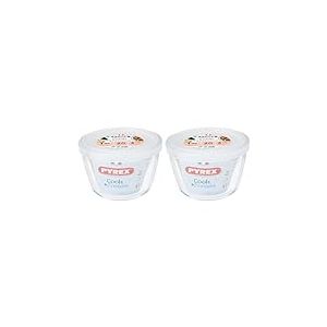 Pyrex Cook&Freeze Récipient Rond avec Couvercle 12 cm-0,6 L, Verre Borosilicate Extra résistant, adapté au Four (Lot de 2)