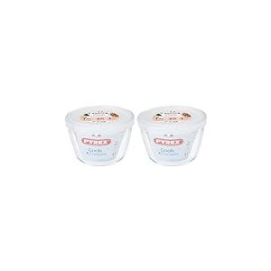 Pyrex Cook&Freeze Récipient Rond avec Couvercle 12 cm-0,6 L, Verre Borosilicate Extra résistant, adapté au Four (Lot de 2)