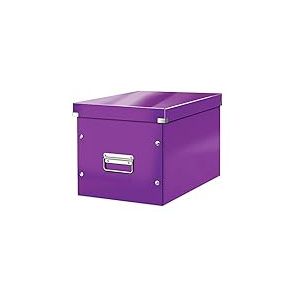 Leitz, Boîte de rangement Click & Store, Format cube L (36 x 32 x 31 cm), pour l'organisation des objets de la maison et du bureau, Montage bouton pression, En carton recyclé à 80%, Violet, 61080062