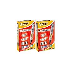BIC Marking 2000 ECOlutions Marqueurs Permanents &agrave; Pointe Conique Moyenne - Couleurs Assorties, Etui Carton de 4 (Lot de 2)