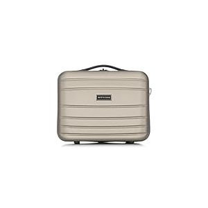WITTCHEN Valise cosmétique Valise de Voyage en ABS Bagages Trousse de Toilette en ABS Sac cosmétique Femme Homme Étui de Voyage Globe Line Champagne Air France/Easyjet/Ryanair/Transavia France