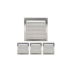 Amig - Grille de ventilation carrée en Aluminium | Grilles d'aération pour sortie d'air | Idéal pour plafond de cuisine et de salle de bain | Dimensions : 150 x 150 mm | Couleur: Argent (Lot de 4)