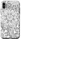 Gris Mandala Fleur Motif Floral Boh&egrave;me Chic Coque pour iPhone XS Max