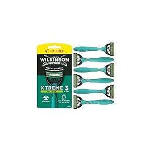 Wilkinson Sword Xtreme 3 Sensitive Lot de 4 rasoirs jetables avec 3 lames souples et bande lubrifiante à l'aloe vera et à la vitamine E