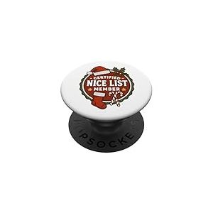 Vintage Certified Nice List Member Christmas Holiday Funny PopSockets PopGrip Adhésif