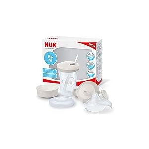 NUK Coffret pour Apprendre à Boire Comprenant Tasse d’Apprentissage Trainer 6+ Mois/Tasse Antifuite Magic 360° 8+ Mois/Action Cup pour Bambins sans BPA Gris/Blanc 230ml +12 Mois 3 Unités