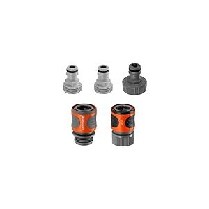 Gardena 36004 18270-81 Lot de 5 raccords rapides pour tuyau d'arrosage Orange, noir, gris