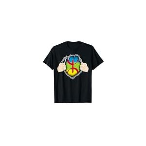Fier d'être Amazigh berbère kabyle Motifs T-Shirt Drapeau berbère rif Moroccan algérien Multicolored S Col rond (crew neck) Manche courte Classique Léger Homme
