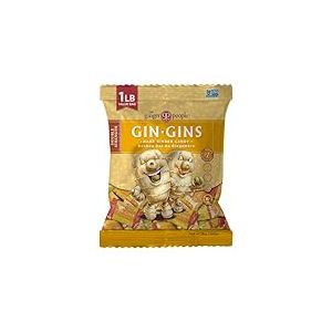 GIN GINS – Bonbons durs au gingembre – Double force – Élaboré avec du vrai gingembre – Emballés individuellement – The Ginger People – Sachet de 453 g