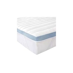 Amazon Basics Surmatelas de Mousse à Mémoire de Forme avec Sangles, 160 x 190 x 5 cm, Blanc