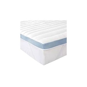 Amazon Basics - Surmatelas de Mousse à Mémoire de Forme avec Sangles, 160 x 190 x 5 cm, Blanc