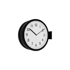 BESTIME 66289A Horloge Murale Double Face en Aluminium de 38,1 cm. Horloge de Station Classique Minimaliste fabriqu&eacute;e en Aluminium, silencieuse, &eacute;l&eacute;gante, Style Chic, Maison, Bureau, Salon, Cuisine,
