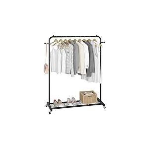 Sywhitta Portant à vêtements sur roulettes, portant à vêtements avec étagère de rangement inférieure en maille, cadre en métal robuste, portant à vêtements à roulettes pour accrocher des vêtements,