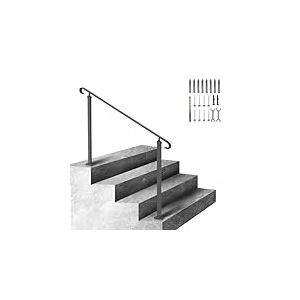 VEVOR Garde-Corps Rampe Escalier Main Courante en Fer Forg&eacute; Balustrade Rambarde 3 Marches R&eacute;glable 48 cm Angle 0-52,8&deg; pour S&eacute;curit&eacute; des Escaliers et Marches Jardin Entr&eacute;e Portail 140x13,2x97,4 cm