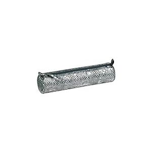 Clairefontaine 410105C -Trousse Scolaire Ronde Verte et argentée motif écailles Ø5,5x22 cm en Véritable Cuir d'Agneau - Fourniture Scolaire - Trousse Crayons de Couleurs - Etui à Crayons - Porte-Plume