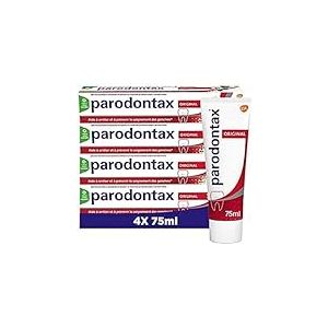 PARODONTAX - Dentifrice Original - Aide &agrave; &agrave; Am&eacute;liorer la Sant&eacute; des Gencives & &agrave; Converser une Haleine Fraiche - Agit Contre la Plaque Dentaire - 4 x 75 ml