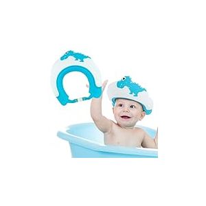 Romon Chapeau Douche Bébé, Réglable Visiere Bonnets de Bain, Visière Bain Casquette Bain Bébé Réglable Visière Bonnets de Bain Sécurité de Salle de Bain Protégez Yeux et Oreilles des Enfants (Bleu)