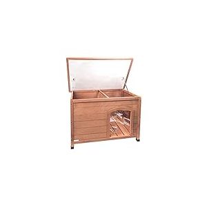 Aqpet Friends Baita Niche en Bois d'ext&eacute;rieur pour Chiens avec Toit ouvrant et Rideaux Thermiques Inclus, Moyenne 104 x 68 x 75 h