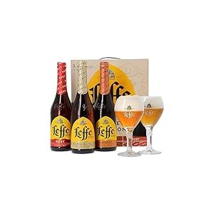 Leffe Coffret Bière Sélection 3 bouteilles de 75cl & 2 verres de 25cl, 750.00 ml (Lot de 1)