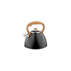 FLORINA - Bouilloire Inox (2,5 l) I Bouilloire Sifflante FRANK I Poignée Résistante à la Chaleur I Bouilloire non Electrique I Bouilloire Induction, Gaz I Pour Thé et Café I Couleur: Noir